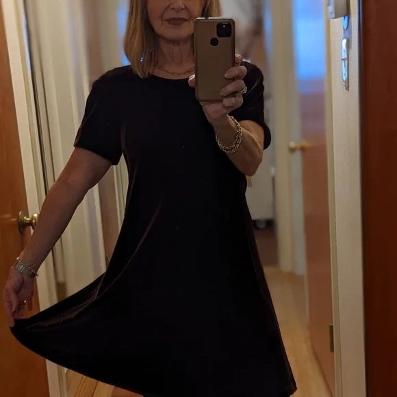chocolate brown swing dress SALE-The Perfect Piko 3/4 Sleeve Swing Dress-Dark Brown Medium / Dark Brown